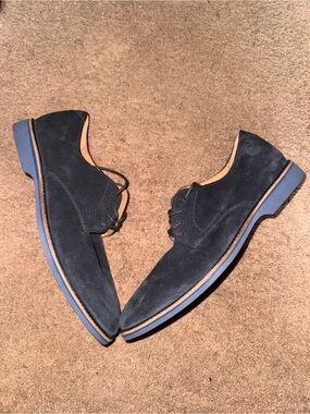 Clarks Atticus Lace blue suede oxfords size 11 new w/out box